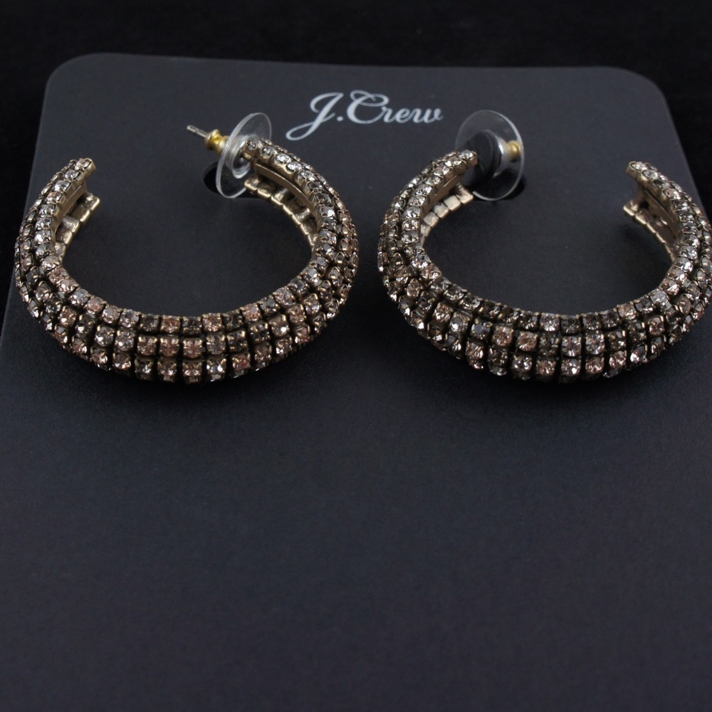 New J.Crew Crystal Chain Hoop Earrings - Picture 4 of 4